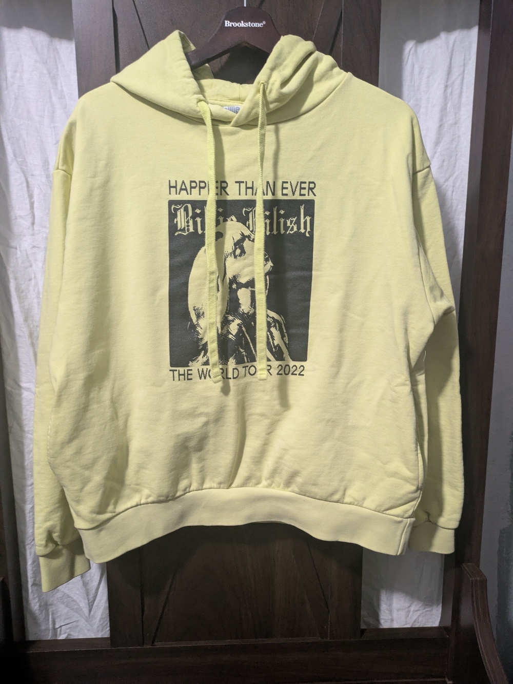 Billie Eilish 'Happier Than Ever' Yellow Graphic Hoodie, World Tour 2022